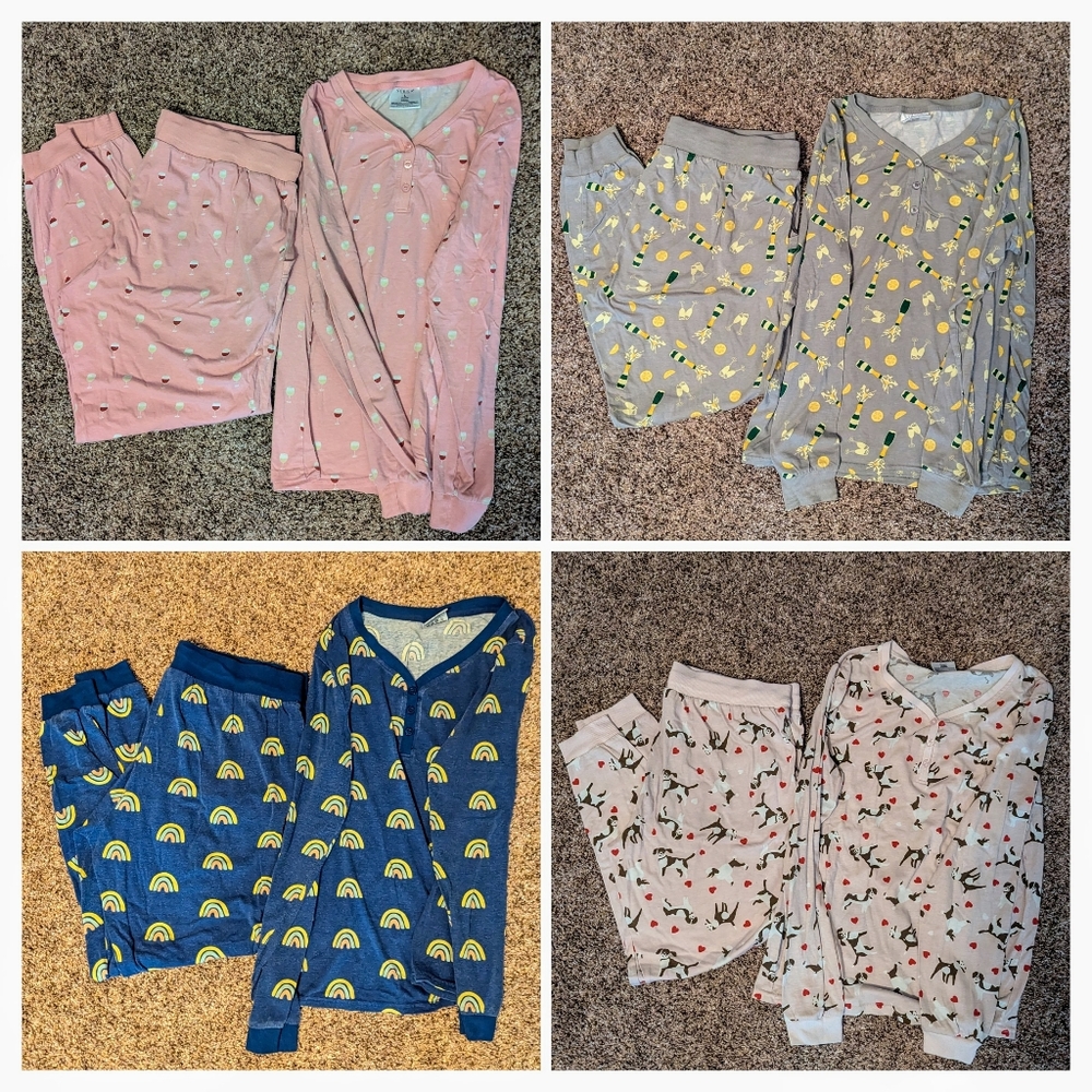 Set of 4 Women's Jogger and Long Sleeve PJs size Large